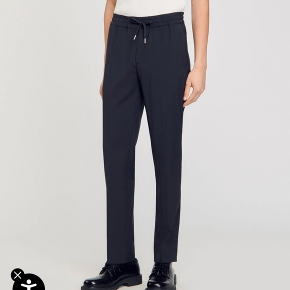 SANDRO Alpha Slim Fit Dress Pants In Navy Blue EU Size 38 Jogger Style